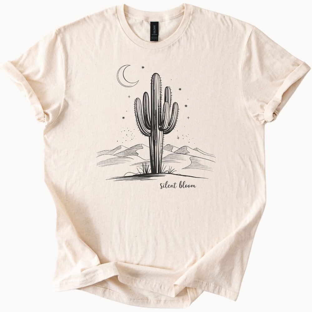 Desert Cactus Moon Tee Western Boho Graphic T-Shirt